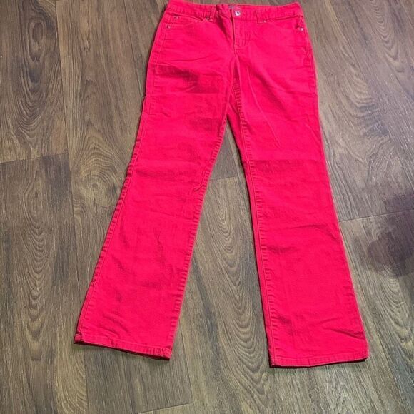 VTG 90s Bandolino‎ red straight leg jeans stretch  hi-rise - Picture 1 of 7